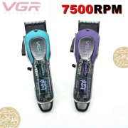 ماكينة قص الشعر للرجال VGR V692 مع شفرة DLC للتعتيم، وشاشة LED، وواجهة USB،ماكينة قص الشعر الاحترافية اللاسلكية الشفافة