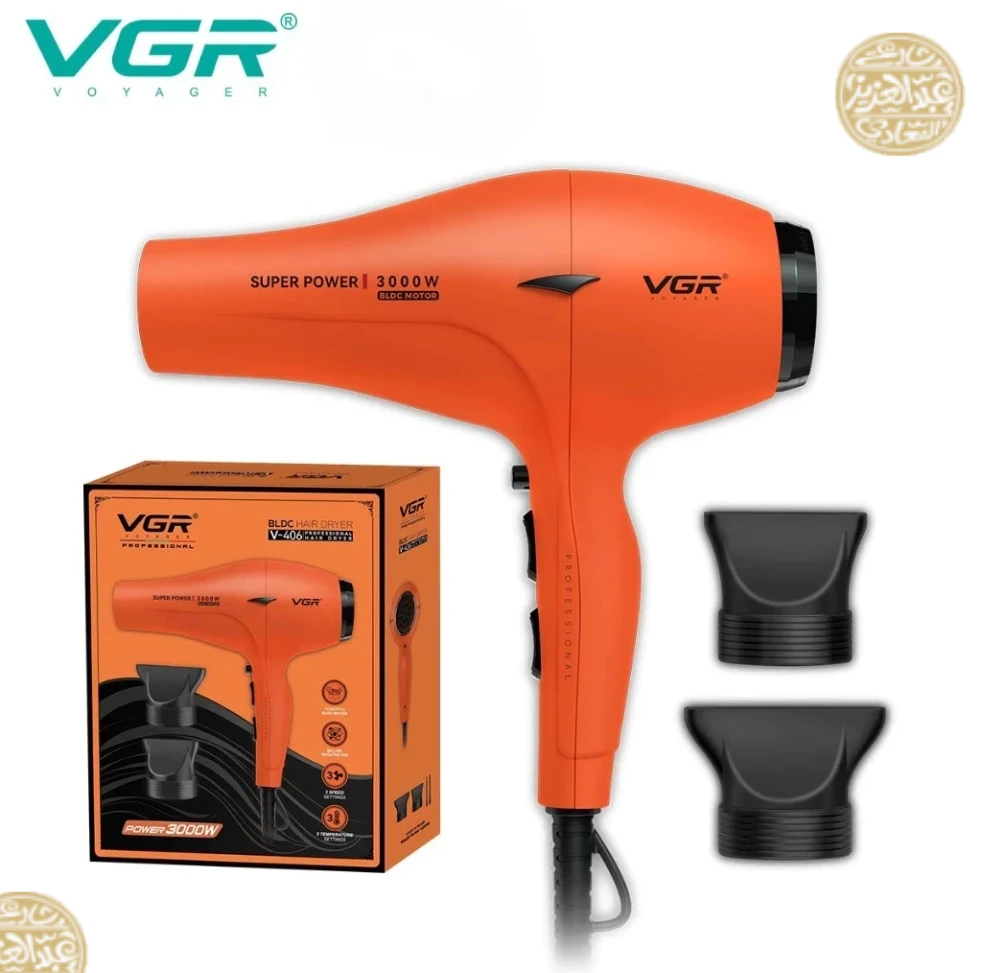 مجفف شعر في جي ار بروفيشنال V-406 - بقوه  3000 واط - لون احمر