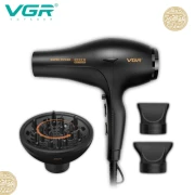 مجفف شعر في جي ار بروفيشنال V-406 D- بقوه  3000 واط- موزع شعر عالمي  - لون اسود