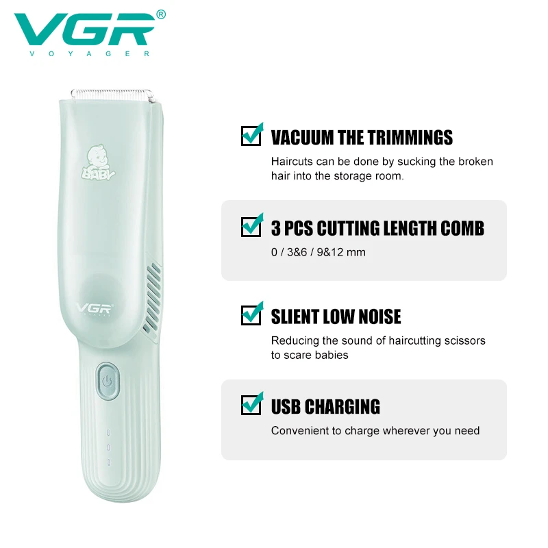 ماكينة قص شعر الأطفال VGR V-155 الاحترافية منخفضة الضوضاء بشفرات سيراميك