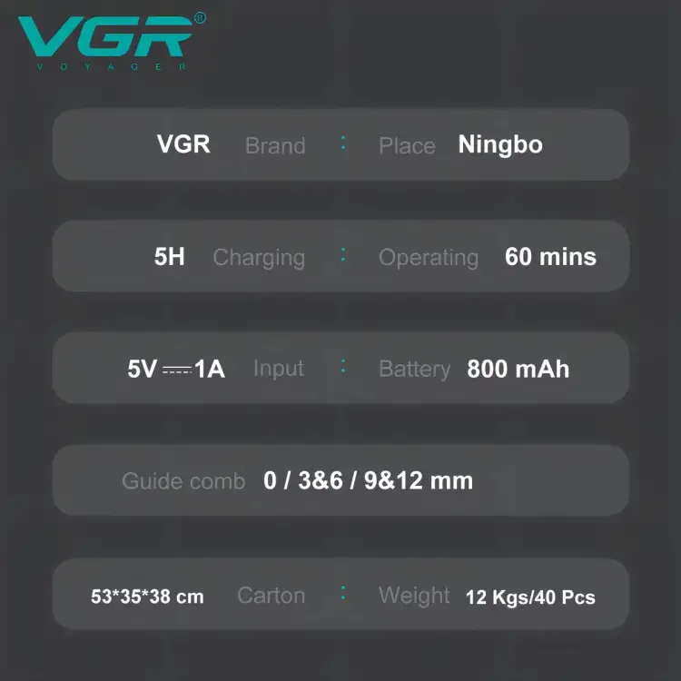 ماكينة قص شعر الأطفال VGR V-153 الجديدة الصامتة المصنوعة من السيراميك ومقاومة للماء للأطفال