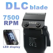 ماكينة قص الشعر للرجال VGR V692 مع شفرة DLC للتعتيم، وشاشة LED، وواجهة USB،ماكينة قص الشعر الاحترافية اللاسلكية الشفافة