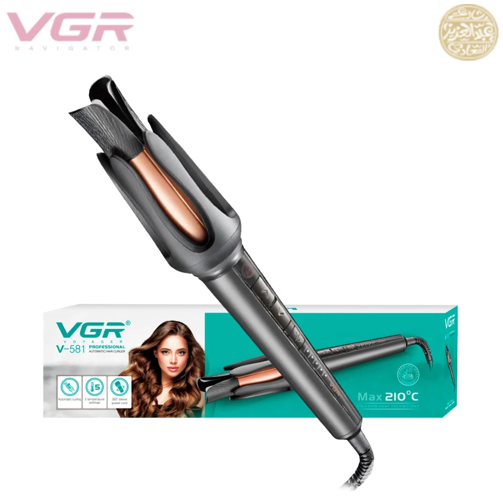 مكواة تجعيد الشعر الاحترافية الأوتوماتيكية VGR V-581 210°C أسود