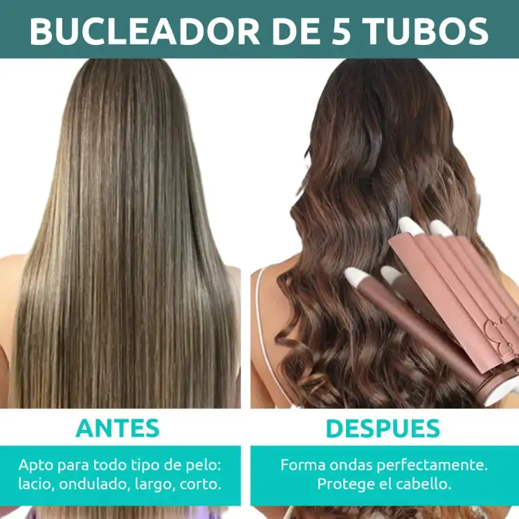 مكواة تجعيد الشعر السيراميكية Vgr V-528  خمس موجات، درجة حرارة 230 درجة، أبيض ووردي