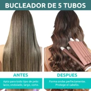 مكواة تجعيد الشعر السيراميكية Vgr V-528  خمس موجات، درجة حرارة 230 درجة، أبيض ووردي