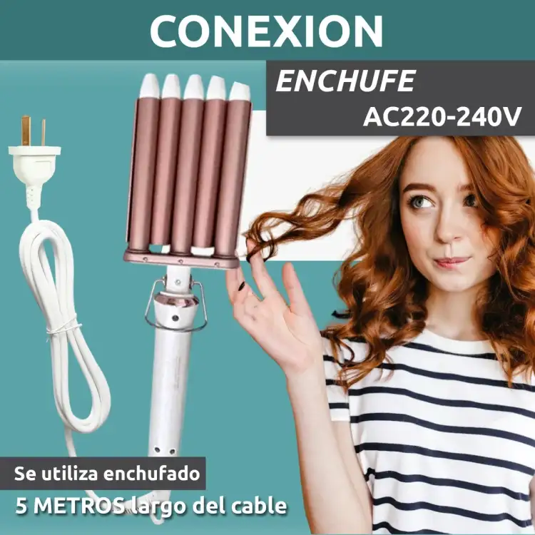 مكواة تجعيد الشعر السيراميكية Vgr V-528  خمس موجات، درجة حرارة 230 درجة، أبيض ووردي