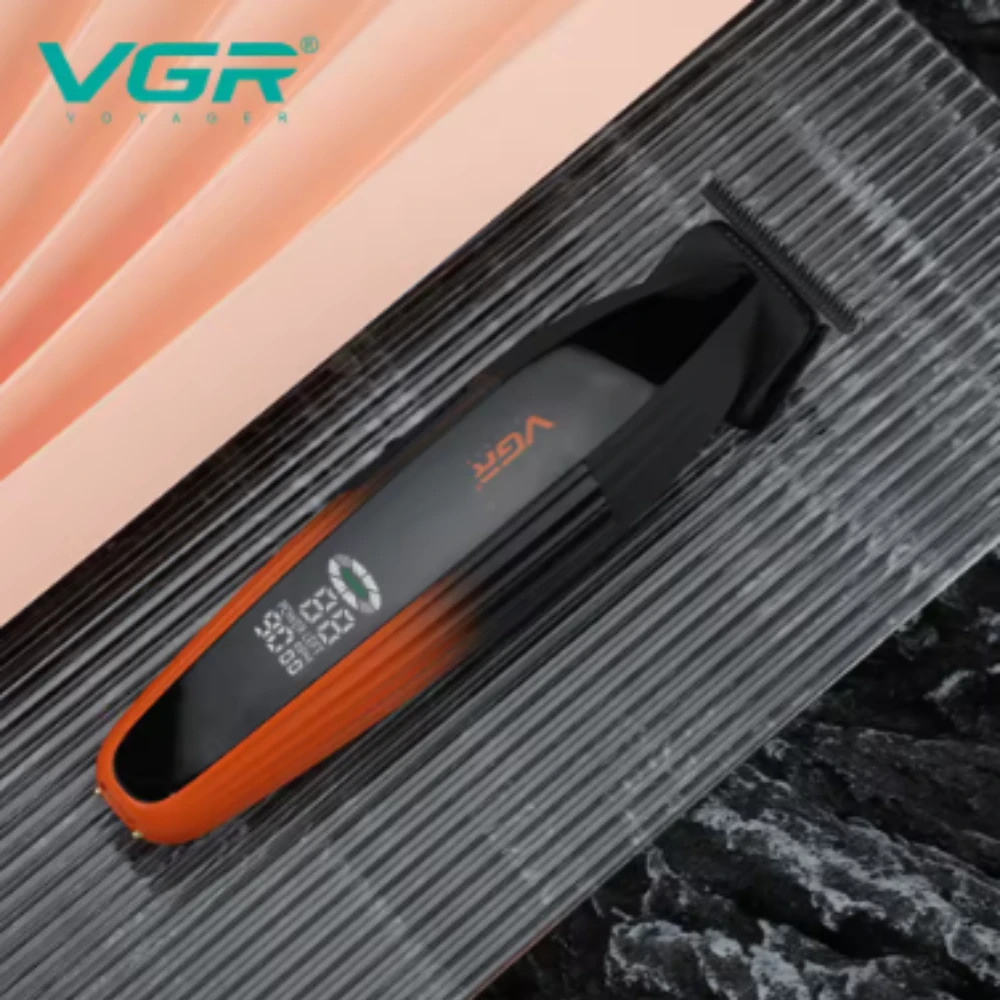 ماكينة تشذيب الشعر الاحترافية VGR V-889T، ماكينة قص الشعر الكهربائية الراقية، 9000 دورة في الدقيقة، لون معدني متدرج ونحت الجسم والدفع