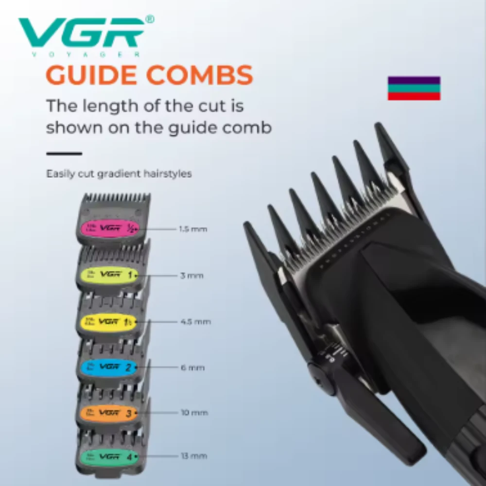 ماكينة قص الشعر الاحترافية VGR V-889C للرجال بشفرة DLC 9000 دورة في الدقيقة مع قاعدة شاحن وشاشة LCD معدنية كاملة لقص الشعر