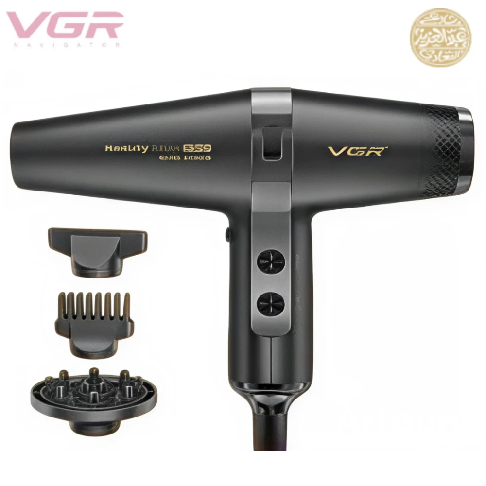 مجفف شعر في جي ار بروفيشنال V-409 - موزع شعر عالمي - لون اسود
