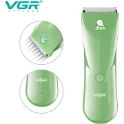 مقص شعر الأطفال VGR V-150 الاحترافي بشفرات سيراميك - قابل للغسل وصوت منخفض للغاية - زمن التشغيل: 60 دقيقة (أخضر)