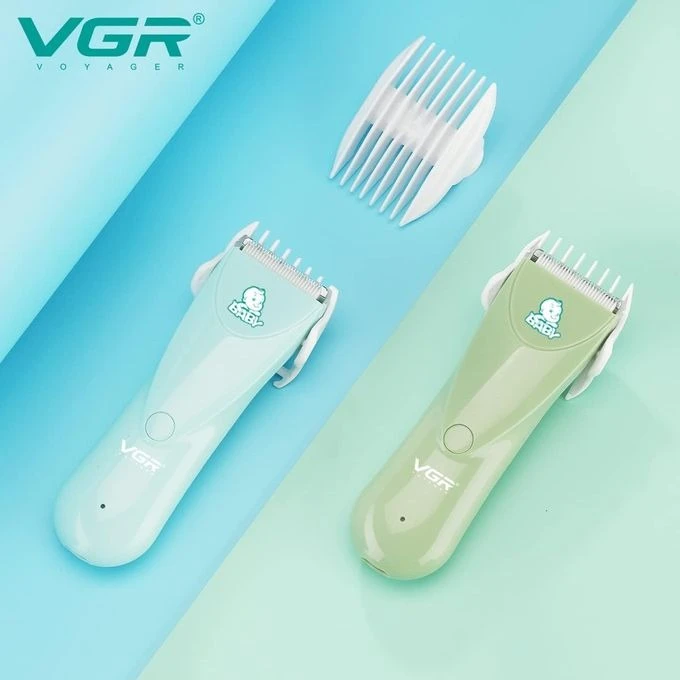 مقص شعر الأطفال VGR V-150 الاحترافي بشفرات سيراميك - قابل للغسل وصوت منخفض للغاية - زمن التشغيل: 60 دقيقة (أخضر)