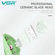 مقص شعر الأطفال VGR V-150 الاحترافي بشفرات سيراميك - قابل للغسل وصوت منخفض للغاية - زمن التشغيل: 60 دقيقة (أخضر)