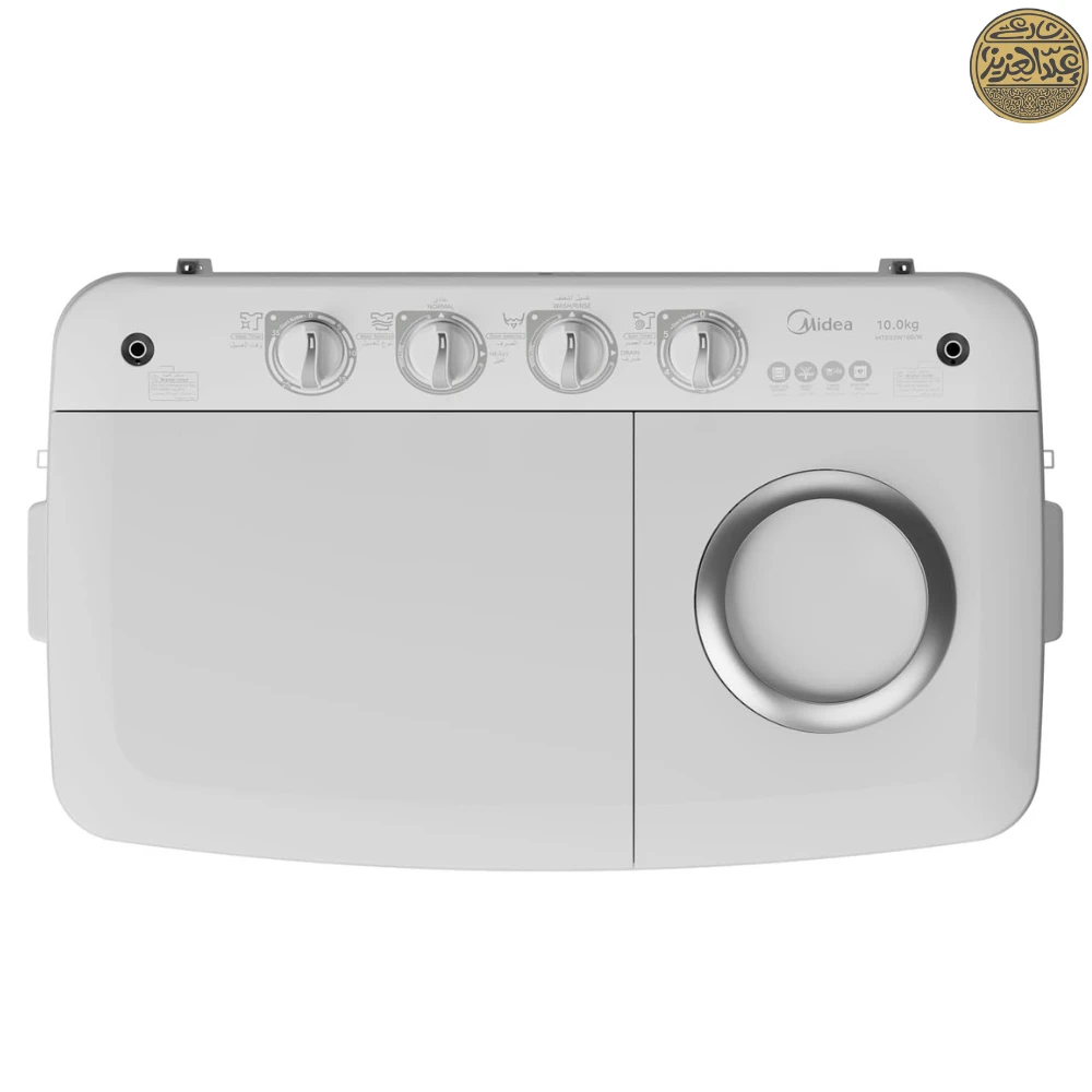 غسالة بحوضين حوض كبير جدًا فلتر تدفق الهواء 360 MTE02W100/W من ميديا، ابيض، 10 كيلوجرام