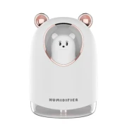 مرطب هواء صغير وموزع رائحة يعمل بالموجات فوق الصوتية مع ضوء ليلي وتشغيل هادئ، سعة كبيرة، مناسب لغرف النوم والمكاتب، سعة 300 مل، بلون أبيض