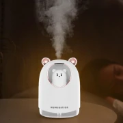 مرطب هواء صغير وموزع رائحة يعمل بالموجات فوق الصوتية مع ضوء ليلي وتشغيل هادئ، سعة كبيرة، مناسب لغرف النوم والمكاتب، سعة 300 مل، بلون أبيض