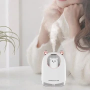 مرطب هواء صغير وموزع رائحة يعمل بالموجات فوق الصوتية مع ضوء ليلي وتشغيل هادئ، سعة كبيرة، مناسب لغرف النوم والمكاتب، سعة 300 مل، بلون أبيض