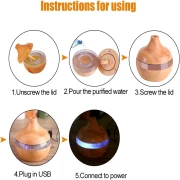مرطب هواء من الخشب الحبيبي سعة 300 مل - صانع رذاذ باضاءة LED ليلية متغيرة اللون بمنفذ USB للمكتب والسيارة والمنزل