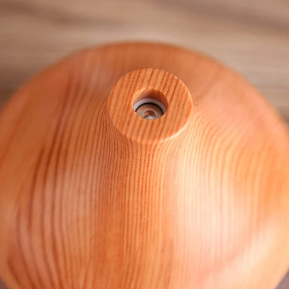 مرطب هواء من الخشب الحبيبي سعة 300 مل - صانع رذاذ باضاءة LED ليلية متغيرة اللون بمنفذ USB للمكتب والسيارة والمنزل