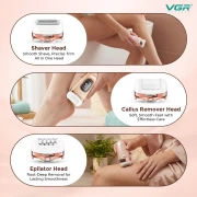 ماكينة حلاقة 3  في 1 قابلة لاعاده لشحن للنساء من في جي ار، V-762