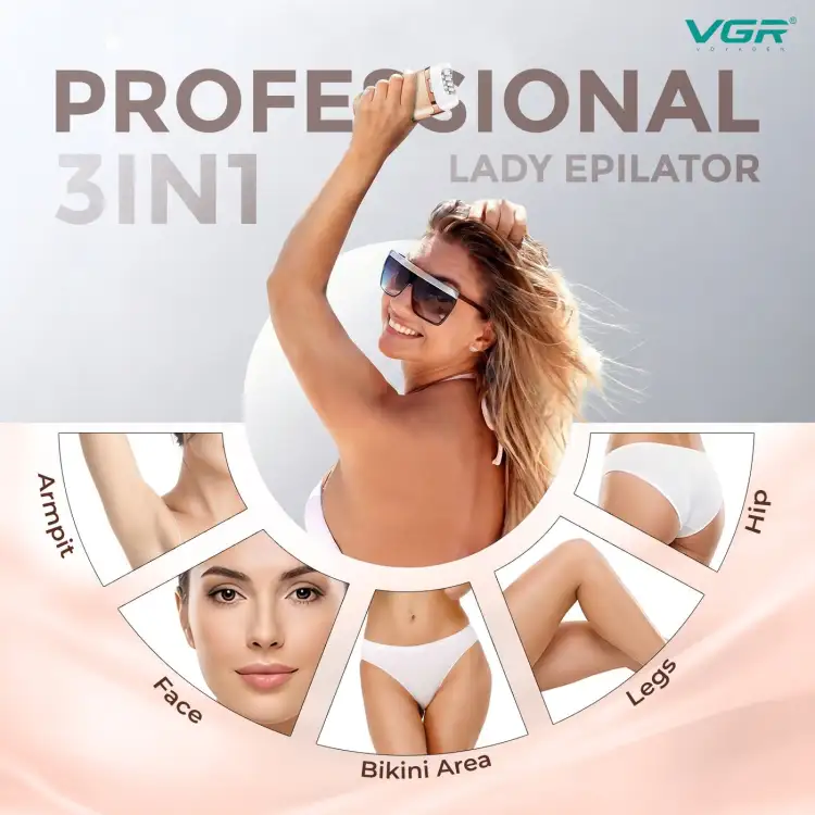 ماكينة حلاقة 3  في 1 قابلة لاعاده لشحن للنساء من في جي ار، V-762