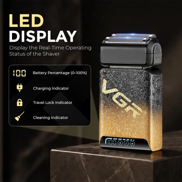 ماكينة حلاقة  احترافية V-374 من في جي ار مع قابلة للشحن مع كابل USB (اسود)