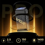 ماكينة حلاقة  احترافية V-374 من في جي ار مع قابلة للشحن مع كابل USB (اسود)