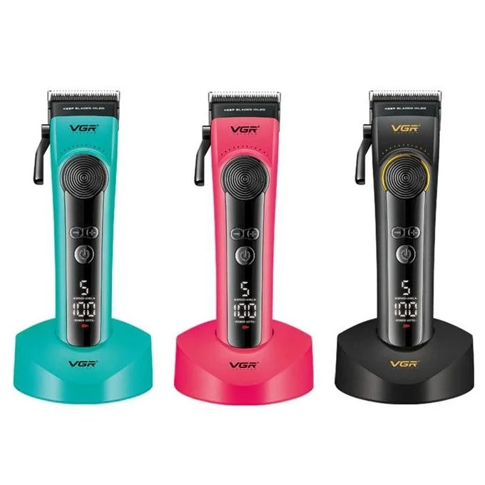 ماكينة حلاقة شعر احترافية VGR قابلة للتعديل LED حلاقة للرجال V-199