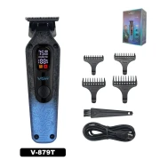 ماكينة حلاقة الشعر الاحترافية V-879T بشاشة LED وبطارية ليثيوم 1500mAh ومحرك 7500 دورة في الدقيقة وشفرة سيراميك