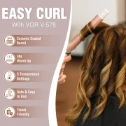 مكواه فرد الشعر الكهربائي الاحترافي VGR V-578 للنساء (أبيض)