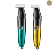 ماكينة تشذيب اللحية في جي ار بروفيشنال قابلة للشحن ديجيتال للاستعمال الرطب والجاف، اخضر واسود - V-339
