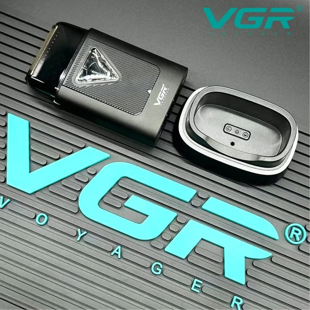 ماكينه حلاقه رجالى تشذيب اللحية V-334 VGR احترافية + قاعدة شحن _٩٠٠٠ دورة في الدقيقة  _ لون اسود