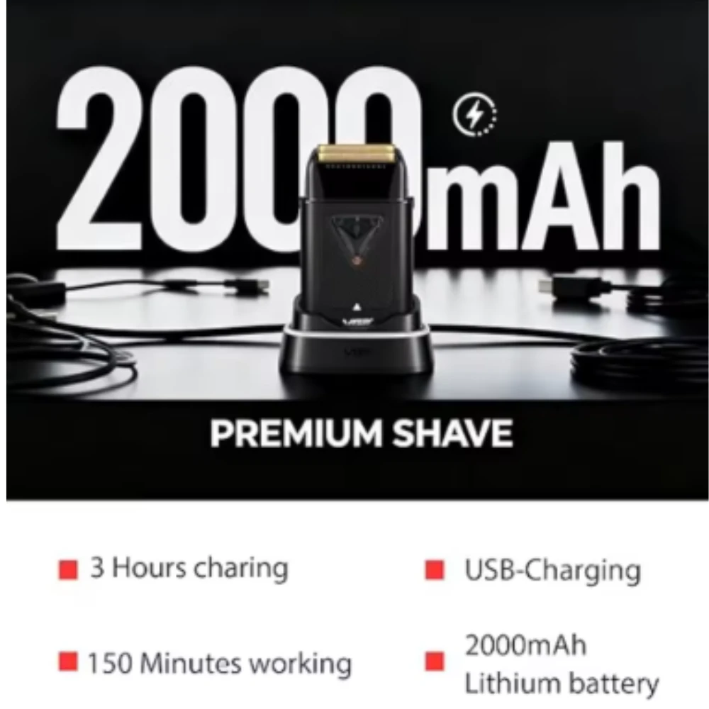 ماكينه حلاقه رجالى تشذيب اللحية V-334 VGR احترافية + قاعدة شحن _٩٠٠٠ دورة في الدقيقة  _ لون اسود