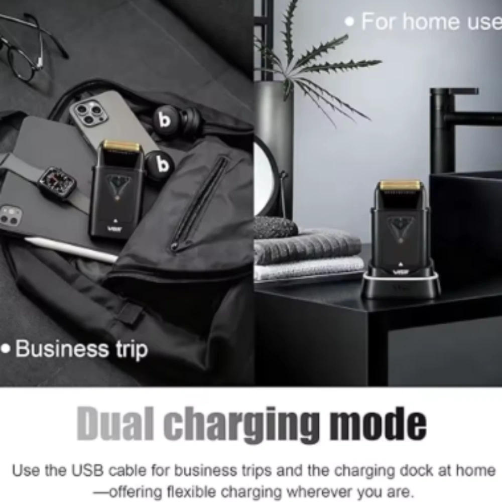 ماكينه حلاقه رجالى تشذيب اللحية V-334 VGR احترافية + قاعدة شحن _٩٠٠٠ دورة في الدقيقة  _ لون اسود