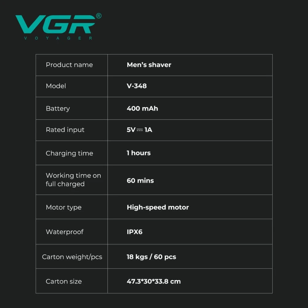 ماكينة حلاقة صغيرة احترافية للرجال v-348  مقاوم للماء VGR