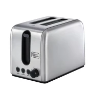 محمصة خبز من الفولاذ مقاوم للصدأ بقدرة 1050 وات، بلاك اند ديكر، فضي/ أسود