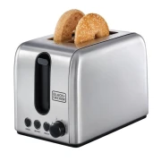 محمصة خبز من الفولاذ مقاوم للصدأ بقدرة 1050 وات، بلاك اند ديكر، فضي/ أسود