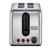 محمصة خبز من الفولاذ مقاوم للصدأ بقدرة 1050 وات، بلاك اند ديكر، فضي/ أسود