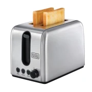 محمصة خبز من الفولاذ مقاوم للصدأ بقدرة 1050 وات، بلاك اند ديكر، فضي/ أسود