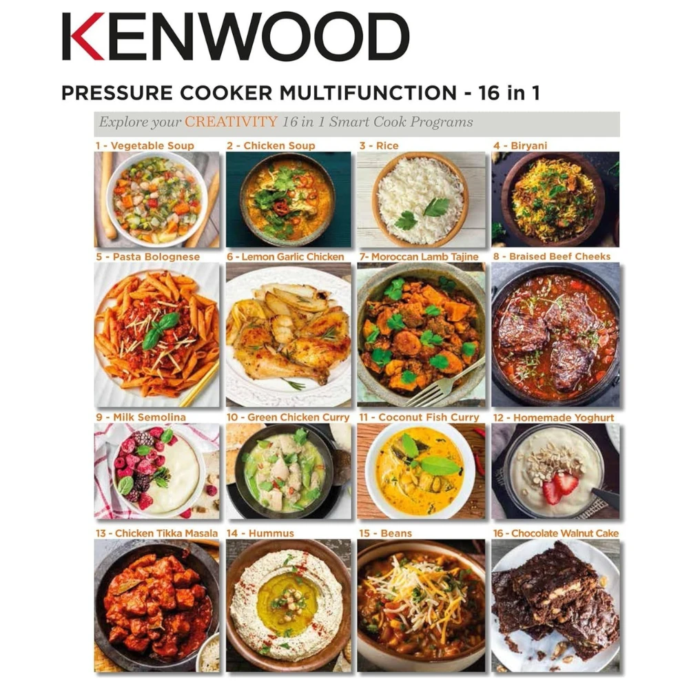 حلة ضغط كهربائية 16 في 1 كينوود ديجيتال، 1300 وات، 8 لتر، اسود - PCM95.000BK