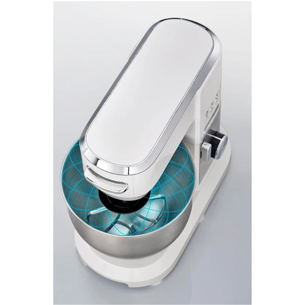 عجان مطبخ متعدد الوظائف بقدرة 1000 وات وسعة 6 لتر مع 10 سرعات من بلاك اند ديكر، لون ابيض وفضي، موديل MKM100-B5