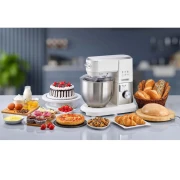 عجان مطبخ متعدد الوظائف بقدرة 1000 وات وسعة 6 لتر مع 10 سرعات من بلاك اند ديكر، لون ابيض وفضي، موديل MKM100-B5