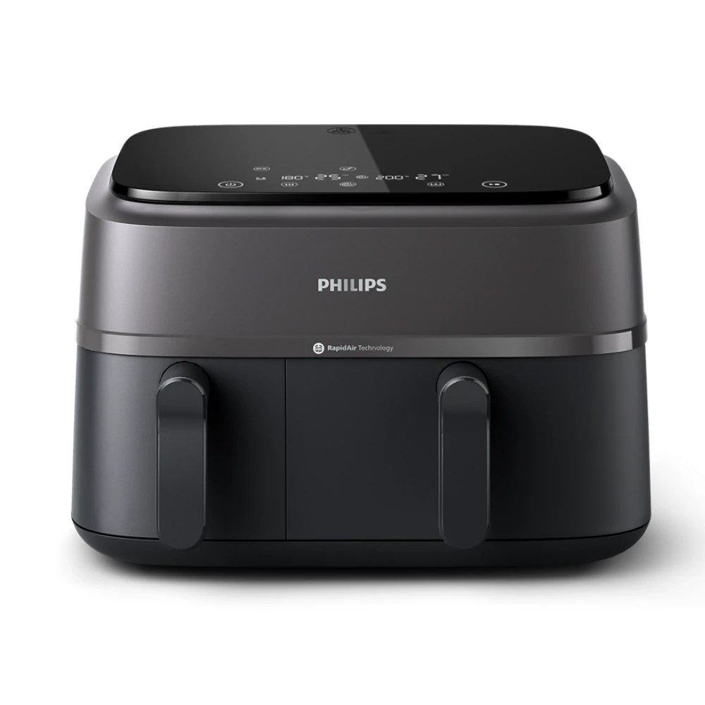 قلاية بدون زيت فيليبس 3000 Series ديجيتال مع سلة مزدوجة، 9 لتر، 2750 وات، اسود - ‎NA350/00