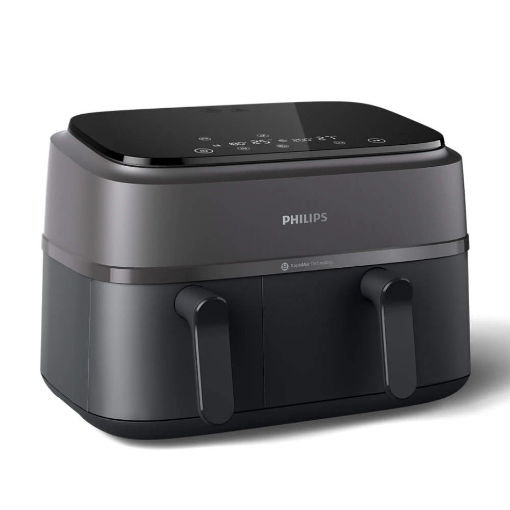 قلاية بدون زيت فيليبس 3000 Series ديجيتال مع سلة مزدوجة، 9 لتر، 2750 وات، اسود - ‎NA350/00