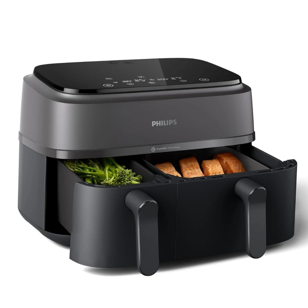 قلاية بدون زيت فيليبس 3000 Series ديجيتال مع سلة مزدوجة، 9 لتر، 2750 وات، اسود - ‎NA350/00