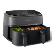 قلاية بدون زيت فيليبس 3000 Series ديجيتال مع سلة مزدوجة، 9 لتر، 2750 وات، اسود - ‎NA350/00