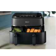 قلاية بدون زيت فيليبس 3000 Series ديجيتال مع سلة مزدوجة، 9 لتر، 2750 وات، اسود - ‎NA350/00