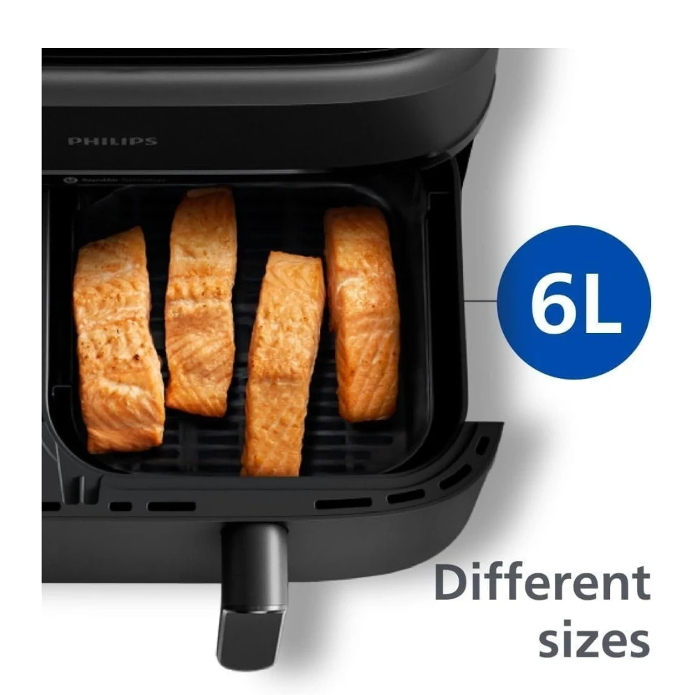 قلاية بدون زيت فيليبس 3000 Series ديجيتال مع سلة مزدوجة، 9 لتر، 2750 وات، اسود - ‎NA350/00