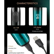 مجموعة أدوات الحلاقة 2 في 1 في جي ار بروفيشنال قابلة للشحن للاستعمال الرطب والجاف،  V-361