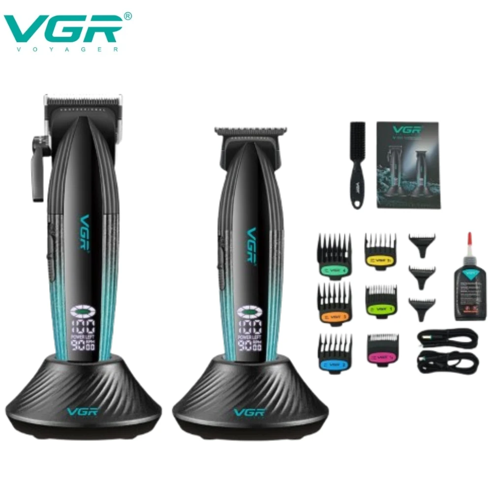 مجموعة قص الشعر الاحترافية 2  في 1، VGR V-889 S2_ لون اسود و ازرق