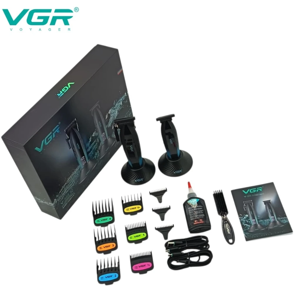 مجموعة قص الشعر الاحترافية 2  في 1، VGR V-889 S2_ لون اسود و ازرق